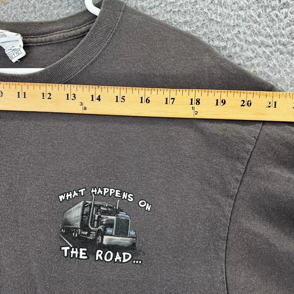 VTG Y2k Delta Magnum Weight Trucker Shirt Men XL Black What Happens On The Road